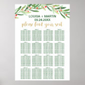 Kerstmis Holly Wreath Seating Chart Poster (Voorkant)