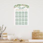 Kerstmis Holly Wreath Seating Chart Poster (Keuken)