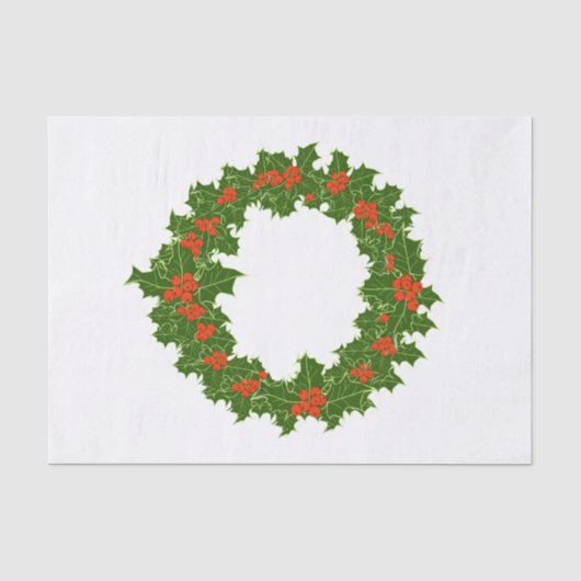 Kerstmis Holly Wreath Tissuepapier (Voorkant)