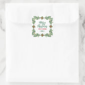 Kerstmis Holly Wreath Vierkante Sticker (Tas)