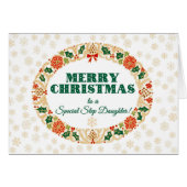 Kerstmis Holly Wreath voor Stepdochter Snowflakes (Voorkant Horizontaal)