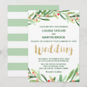 Kerstmis Holly Wreath Wedding Kaart (Voorkant / Achterkant)