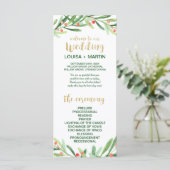 Kerstmis Holly Wreath Wedding Program Programmakaart (Staand voorkant)