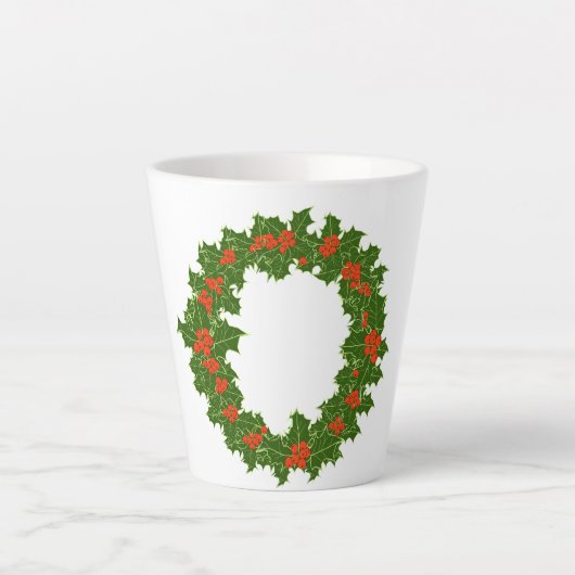 Kerstmis Holly Wreatsmall Latte Mok (Voorkant)