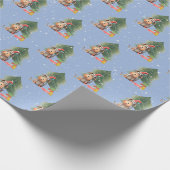 Kerstmis Hond en dennenboom In Sneeuwvlokken Cadeaupapier (Hoek)