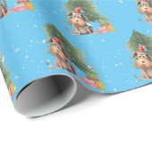 Kerstmis Hond en dennenboom In Sneeuwvlokken Cadeaupapier (Rol Hoek)