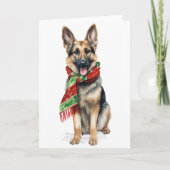 Kerstmis Hond, Vakantie Hond, Duitse Herder BLANK Feestdagen Kaart (Voorkant)