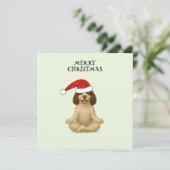 Kerstmis hond yoga pose feestdagenkaart (Staand voorkant)