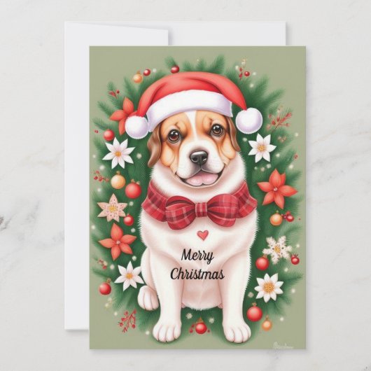 Kerstmis honden plat kerstkaart (Voorkant)