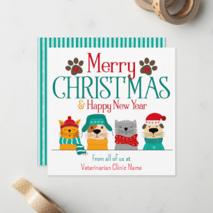 Kerstmis hondenkattenzaak notitiekaartje
