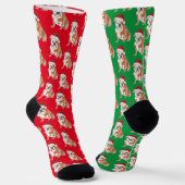 Kerstmis Hondenliefhebber Bull Dog Pattern Fun Red Sokken (Gebogen)