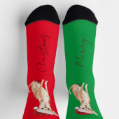 Kerstmis Hondenliefhebber Terrier Pattern Fun Red Sokken (Top)