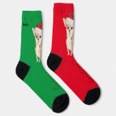 Kerstmis Hondenliefhebber Terrier Pattern Fun Red Sokken (Rechts)