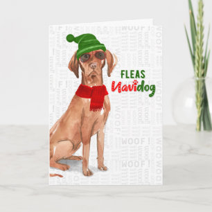 Kerstmis Hongaarse Vizsla Dog Fleas NaviDOG Feestdagen Kaart