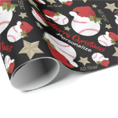 Kerstmis Honkbal All Star - Personaliseren Cadeaupapier (Rol Hoek)