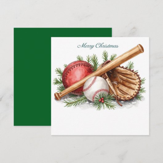 Kerstmis honkbal feestdagenkaart (Voorkant / Achterkant)