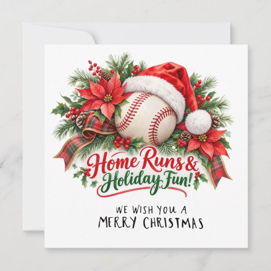 Kerstmis honkbal feestdagenkaart (Voorkant)