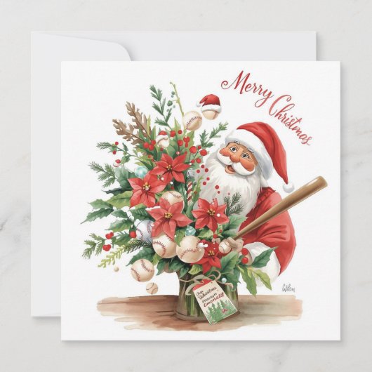 Kerstmis honkbal feestdagenkaart (Voorkant)