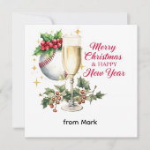 Kerstmis honkbal feestdagenkaart (Voorkant)