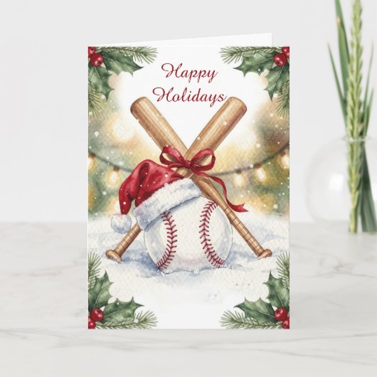 Kerstmis honkbal kerstkaarten feestdagen kaart (Voorkant)