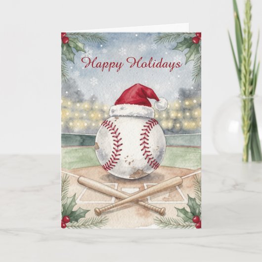 Kerstmis honkbal kerstkaarten feestdagen kaart (Voorkant)