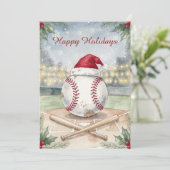 Kerstmis honkbal kerstkaarten feestdagenkaart (Staand voorkant)