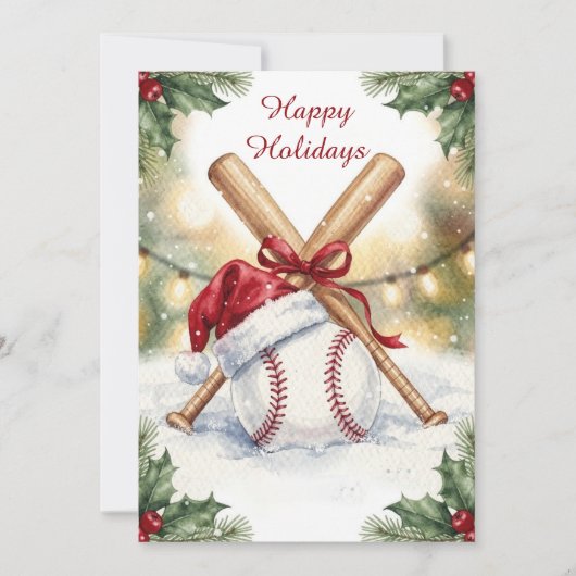 Kerstmis honkbal kerstkaarten feestdagenkaart (Voorkant)