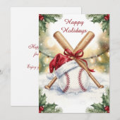 Kerstmis honkbal kerstkaarten feestdagenkaart (Voorkant / Achterkant)