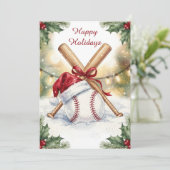 Kerstmis honkbal kerstkaarten feestdagenkaart (Staand voorkant)