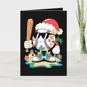 Kerstmis honkbal kerstman hoed knuppel strand palm kaart