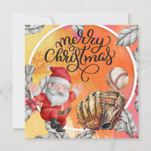 Kerstmis honkbal met kerstman en sneeuwpop feestdagenkaart