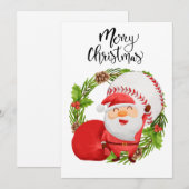 Kerstmis honkbal met kerstman voor spelers feestdagenkaart (Voorkant / Achterkant)