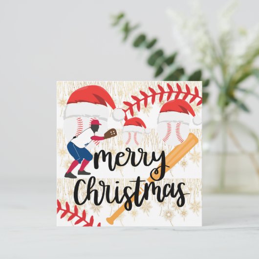 Kerstmis honkbal prettig kaart (Staand voorkant)