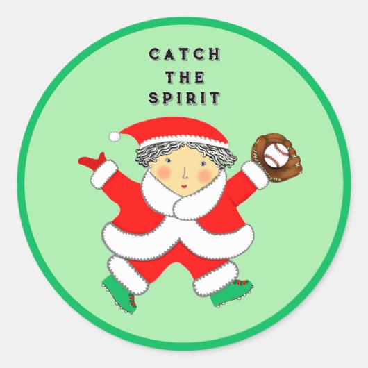 Kerstmis honkbal ronde sticker (Voorkant)