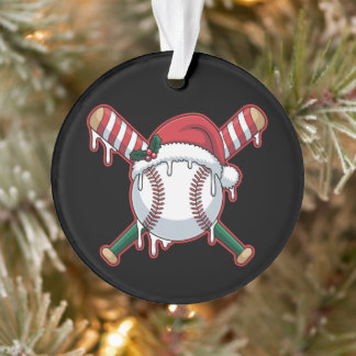 Kerstmis honkbal Santa hoed gekruiste slaghouten v Ornament