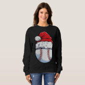 Kerstmis Honkbal Santa Hoed Xmas Catcher Pit Trui (Voorkant volledig)