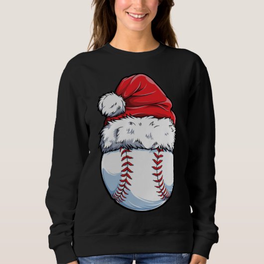 Kerstmis Honkbal Santa Hoed Xmas Catcher Pit Trui (Voorkant)