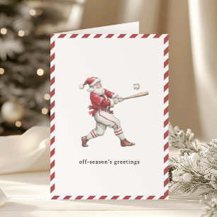 Kerstmis honkbal Santa Seizoensgroeten Feestdagen Kaart