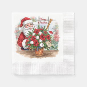 Kerstmis honkbal thema met Kerstman. Servet