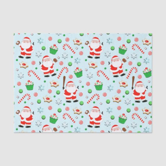 Kerstmis honkbal vakantie tissuepapier (Voorkant)