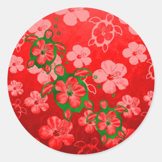 Kerstmis Honu Turtles Ronde Sticker (Voorkant)