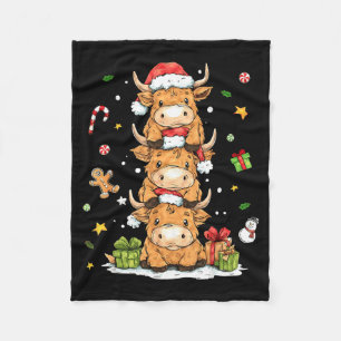 Kerstmis Hoogland Koe Cute Vaars Koe Santa Hoed M Fleece Deken