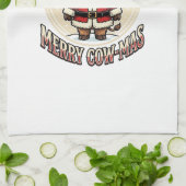 Kerstmis Hoogland Koe Kersthemd Ontwerp_1 Theedoek (Gevouwen)