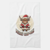 Kerstmis Hoogland Koe Kersthemd Ontwerp_1 Theedoek (Verticaal)