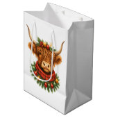 Kerstmis Hoogland Koe Medium Cadeauzakje (Voorkant Gekanteld)