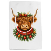 Kerstmis Hoogland Koe  Medium Cadeauzakje (Voorkant)
