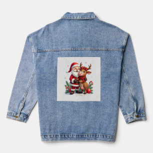 Kerstmis Hoogland Koe Met Sinterklaas Schots Vinta Denim Jacket