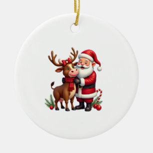 Kerstmis Hoogland Koe Met Sinterklaas Schots Vinta Keramisch Ornament