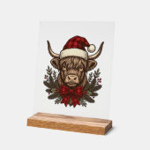 Kerstmis Hoogland Koe Oude Gravure Design_1 Acryl Bord (Hoek)