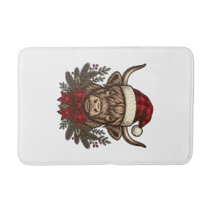 Kerstmis Hoogland Koe Oude Gravure Design_1 Badmat